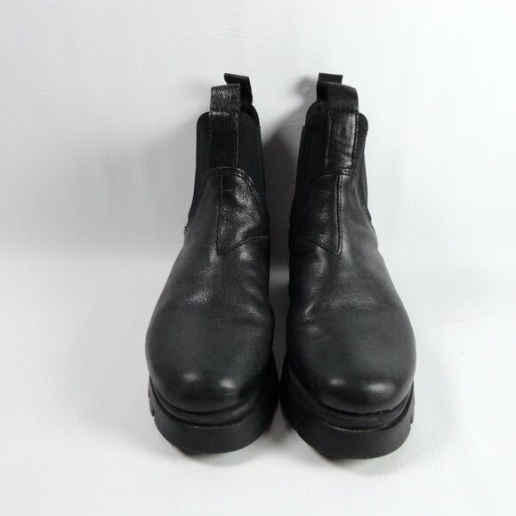 SAYDO Black Leather Lugged Sole Platform Chelsea Boots Ankle Booties EU 36 US 6 - Picture 2 of 12